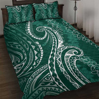 Polynesia Plumeria Lei Quilt Bed Set Sage Green Curves Motif
