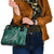 Polynesia Plumeria Lei Shoulder Handbag Sage Green Curves Motif
