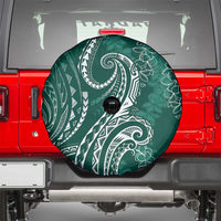 Polynesia Plumeria Lei Spare Tire Cover Sage Green Curves Motif