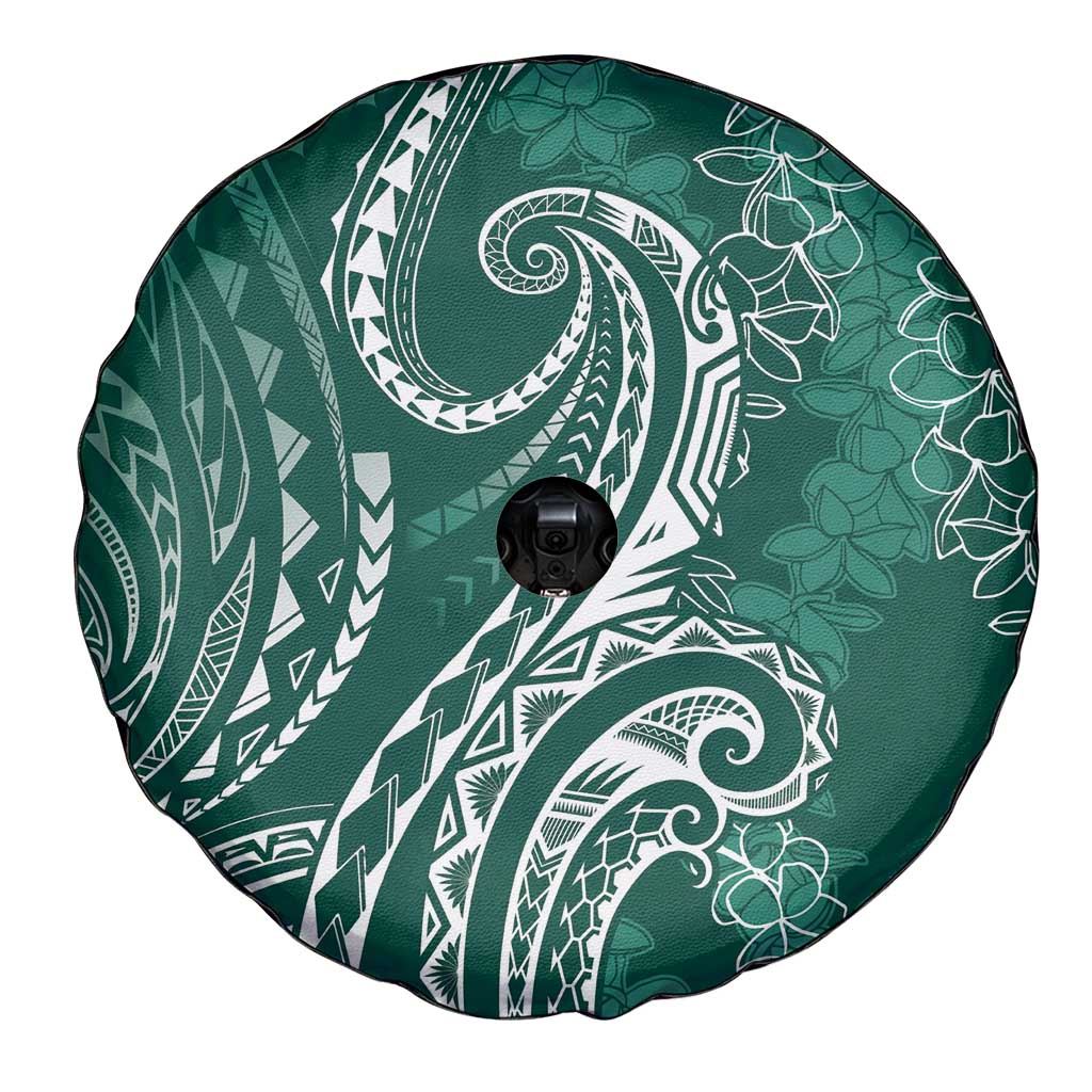 Polynesia Plumeria Lei Spare Tire Cover Sage Green Curves Motif