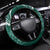 Polynesia Plumeria Lei Steering Wheel Cover Sage Green Curves Motif
