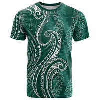 Polynesia Plumeria Lei T Shirt Sage Green Curves Motif