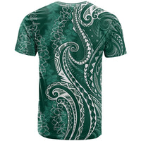 Polynesia Plumeria Lei T Shirt Sage Green Curves Motif
