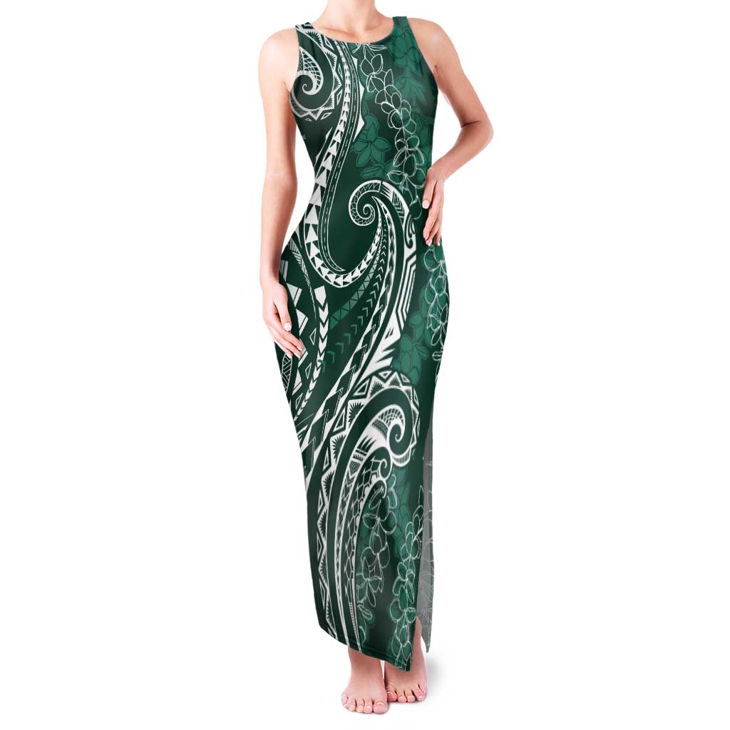Polynesia Plumeria Lei Tank Maxi Dress Sage Green Curves Motif