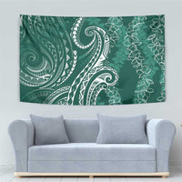 Polynesia Plumeria Lei Tapestry Sage Green Curves Motif