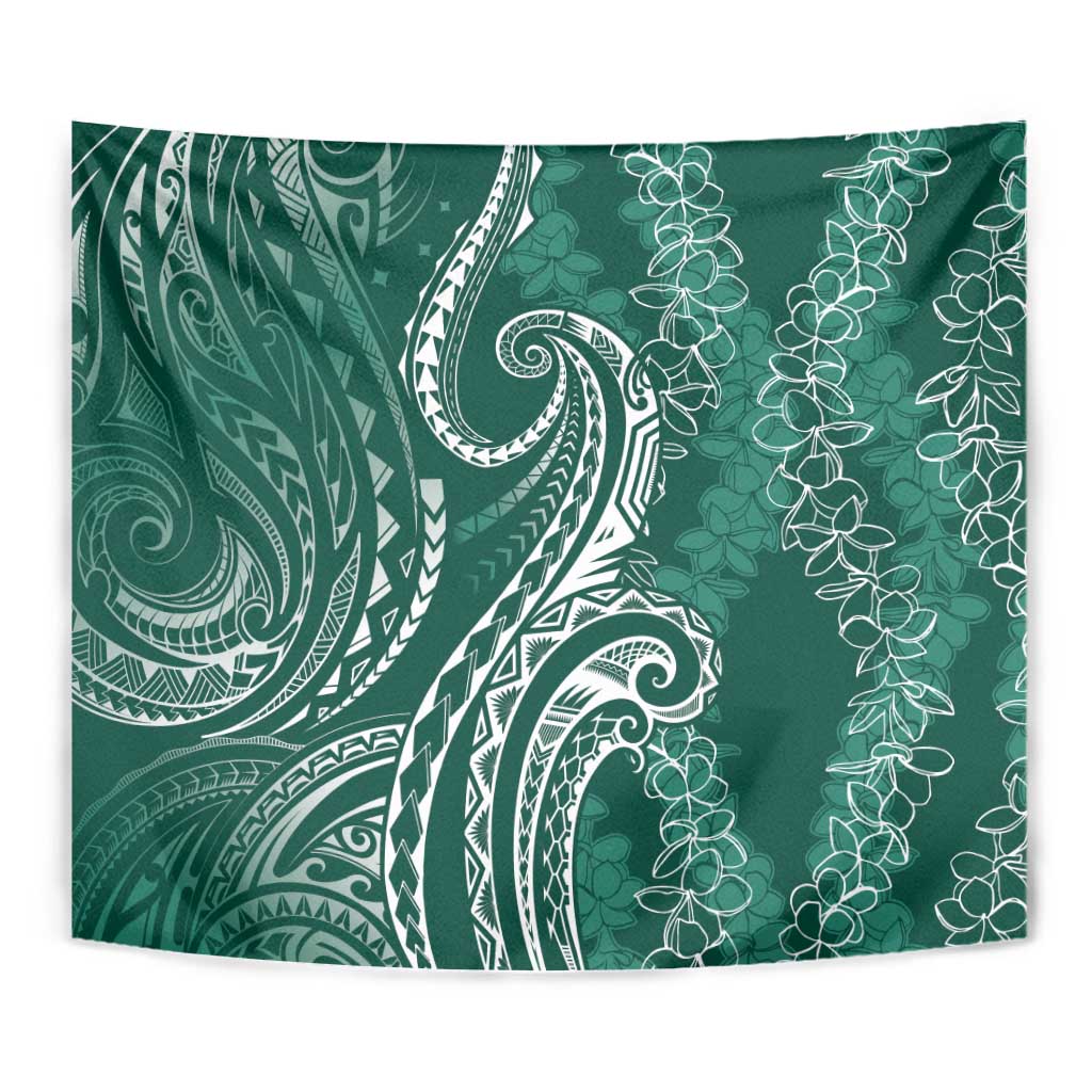 Polynesia Plumeria Lei Tapestry Sage Green Curves Motif
