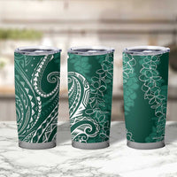 Polynesia Plumeria Lei Tumbler Cup Sage Green Curves Motif