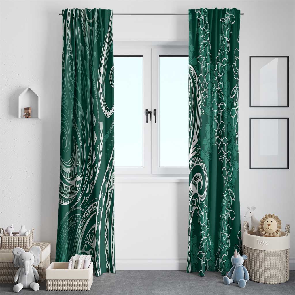 Polynesia Plumeria Lei Window Curtain Sage Green Curves Motif