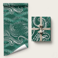 Polynesia Plumeria Lei Wrapping Paper Sage Green Curves Motif