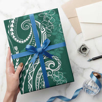 Polynesia Plumeria Lei Wrapping Paper Sage Green Curves Motif