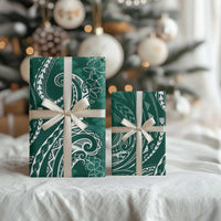 Polynesia Plumeria Lei Wrapping Paper Sage Green Curves Motif