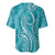 Polynesia Plumeria Lei Baseball Jersey Teal Curves Motif