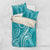 Polynesia Plumeria Lei Bedding Set Teal Curves Motif