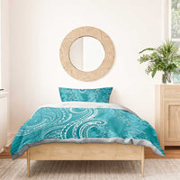 Polynesia Plumeria Lei Bedding Set Teal Curves Motif