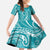 Polynesia Plumeria Lei Family Matching Mermaid Dress and Hawaiian Shirt Teal Curves Motif