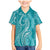 Polynesia Plumeria Lei Family Matching Mermaid Dress and Hawaiian Shirt Teal Curves Motif