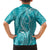 Polynesia Plumeria Lei Family Matching Tank Maxi Dress and Hawaiian Shirt Teal Curves Motif