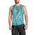 Polynesia Plumeria Lei Men Tank Top Teal Curves Motif
