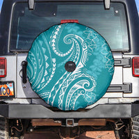Polynesia Plumeria Lei Spare Tire Cover Teal Curves Motif
