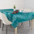 Polynesia Plumeria Lei Tablecloth Teal Curves Motif