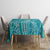 Polynesia Plumeria Lei Tablecloth Teal Curves Motif