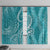 Polynesia Plumeria Lei Window Curtain Teal Curves Motif