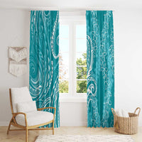 Polynesia Plumeria Lei Window Curtain Teal Curves Motif
