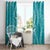 Polynesia Plumeria Lei Window Curtain Teal Curves Motif