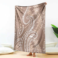 Polynesia Plumeria Lei Blanket Beige Curves Motif