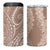 Polynesia Plumeria Lei 4 in 1 Can Cooler Tumbler Beige Curves Motif