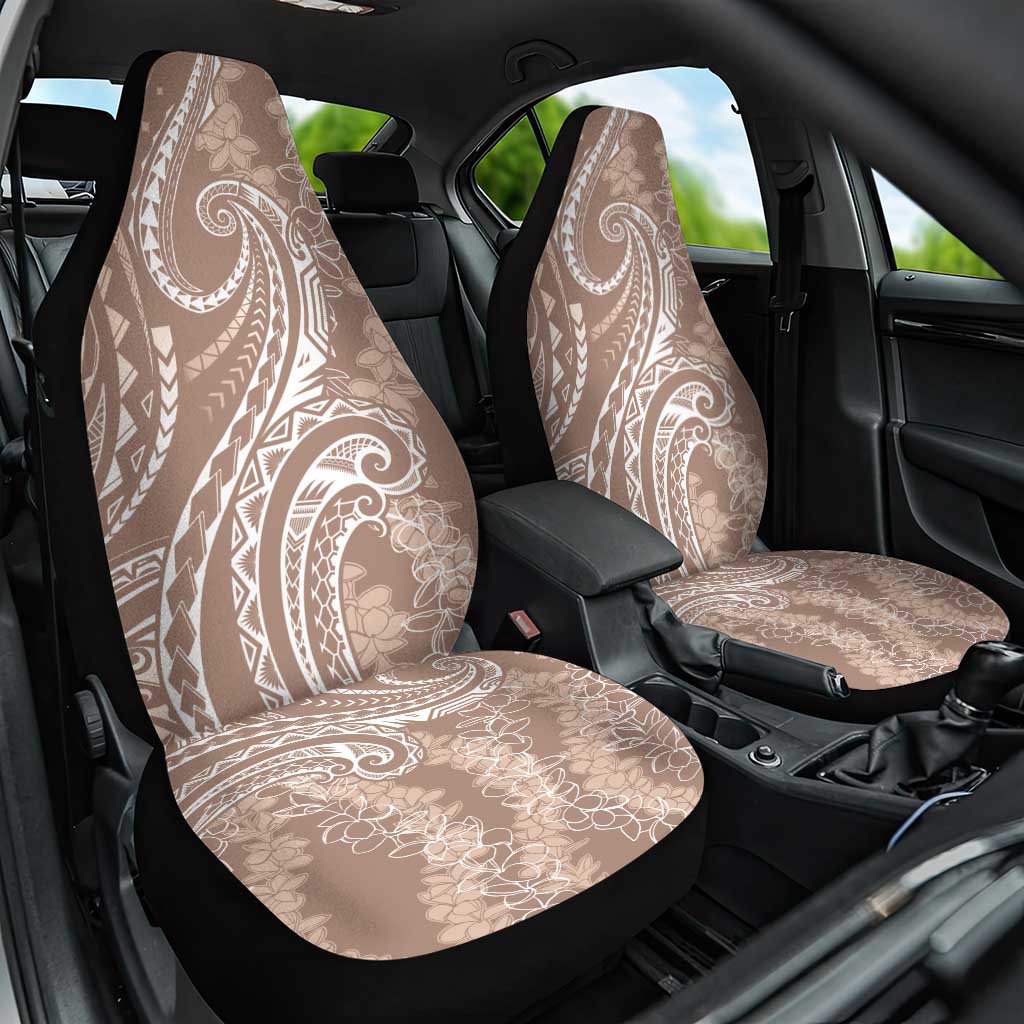 Polynesia Plumeria Lei Car Seat Cover Beige Curves Motif