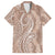 Polynesia Plumeria Lei Family Matching Long Sleeve Bodycon Dress and Hawaiian Shirt Beige Curves Motif