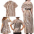 Polynesia Plumeria Lei Family Matching Off Shoulder Maxi Dress and Hawaiian Shirt Beige Curves Motif