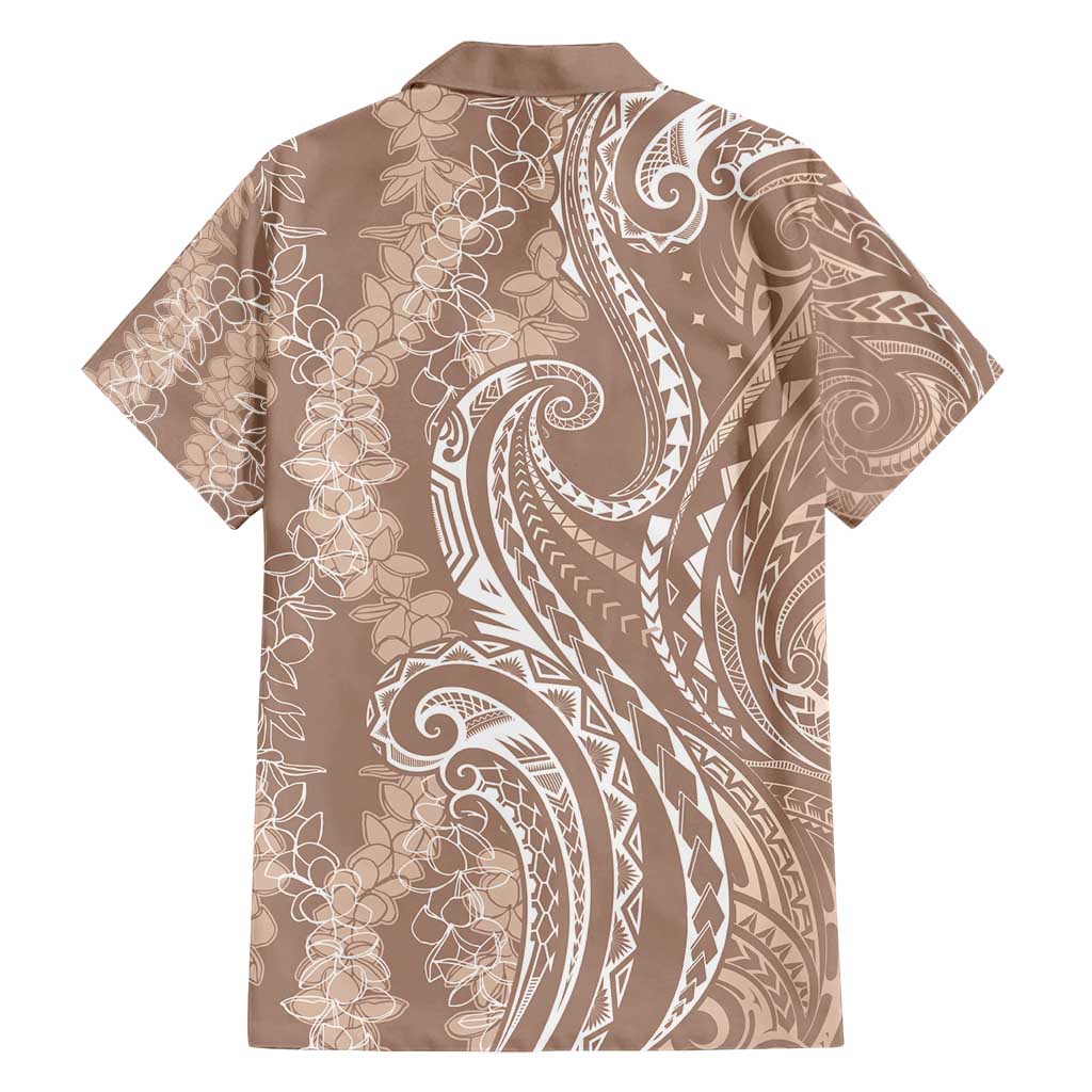Polynesia Plumeria Lei Family Matching Off Shoulder Maxi Dress and Hawaiian Shirt Beige Curves Motif