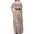 Polynesia Plumeria Lei Family Matching Off Shoulder Maxi Dress and Hawaiian Shirt Beige Curves Motif