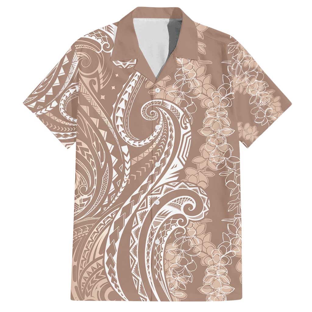 Polynesia Plumeria Lei Family Matching Tank Maxi Dress and Hawaiian Shirt Beige Curves Motif