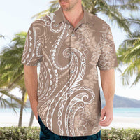 Polynesia Plumeria Lei Hawaiian Shirt Beige Curves Motif
