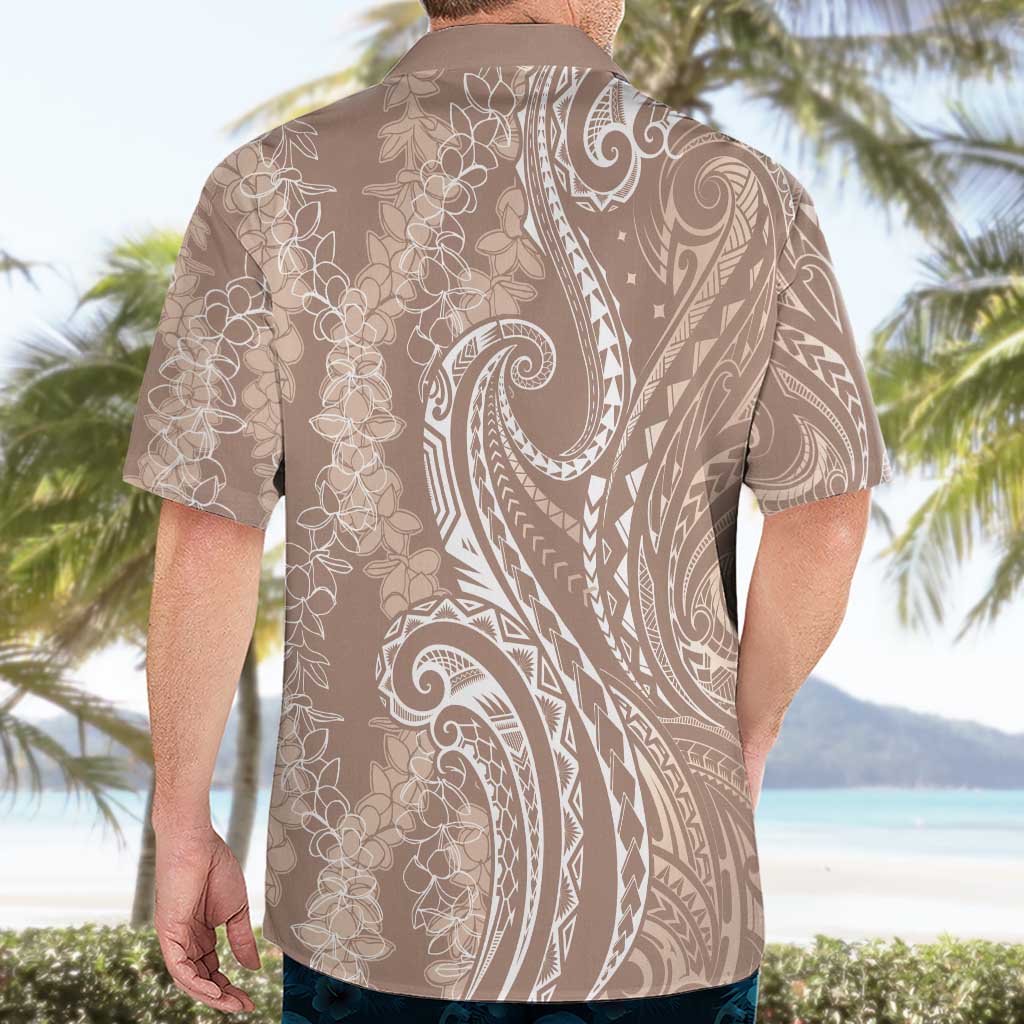 Polynesia Plumeria Lei Hawaiian Shirt Beige Curves Motif