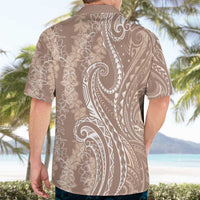 Polynesia Plumeria Lei Hawaiian Shirt Beige Curves Motif