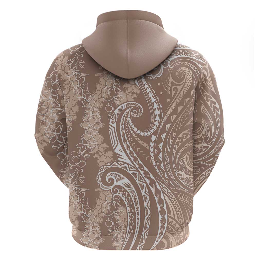 Polynesia Plumeria Lei Hoodie Beige Curves Motif