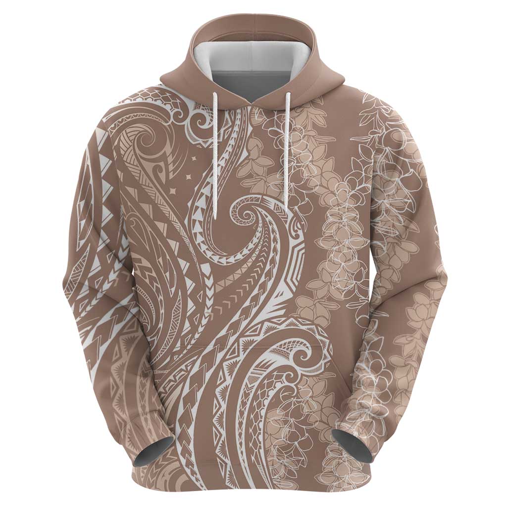 Polynesia Plumeria Lei Hoodie Beige Curves Motif