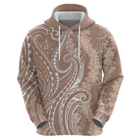 Polynesia Plumeria Lei Hoodie Beige Curves Motif