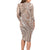 Polynesia Plumeria Lei Long Sleeve Bodycon Dress Beige Curves Motif