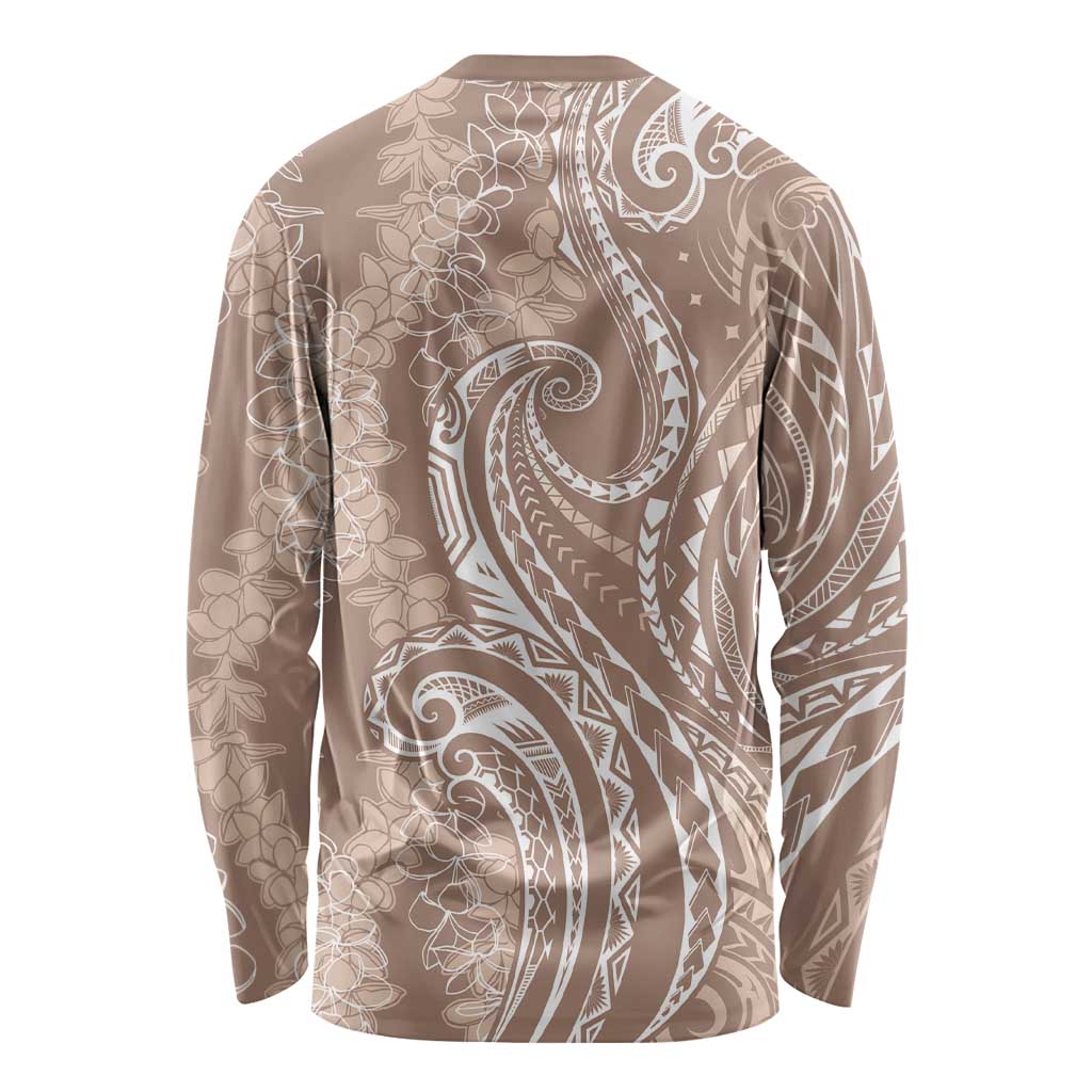 Polynesia Plumeria Lei Long Sleeve Shirt Beige Curves Motif