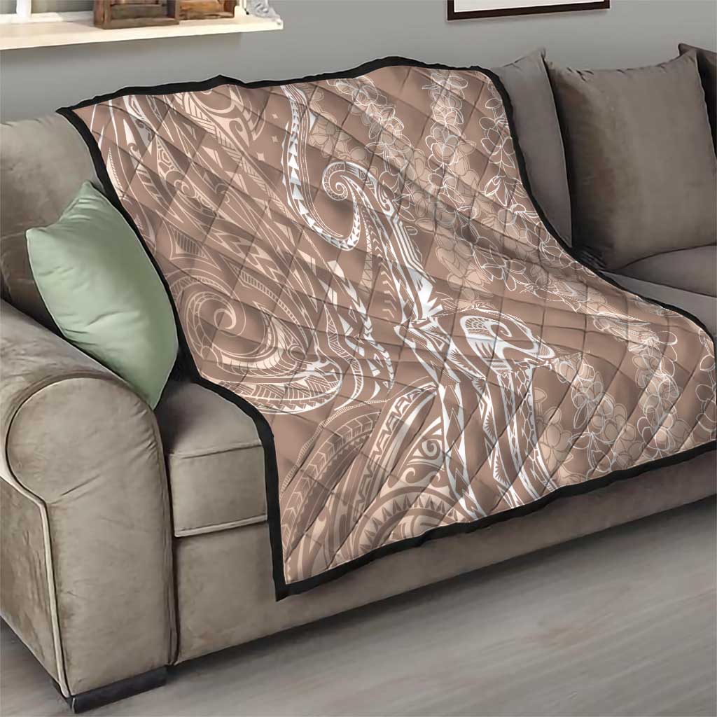 Polynesia Plumeria Lei Quilt Beige Curves Motif
