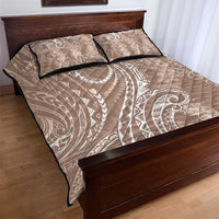 Polynesia Plumeria Lei Quilt Bed Set Beige Curves Motif