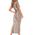 Polynesia Plumeria Lei Short Sleeve Bodycon Dress Beige Curves Motif