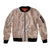 Polynesia Plumeria Lei Sleeve Zip Bomber Jacket Beige Curves Motif