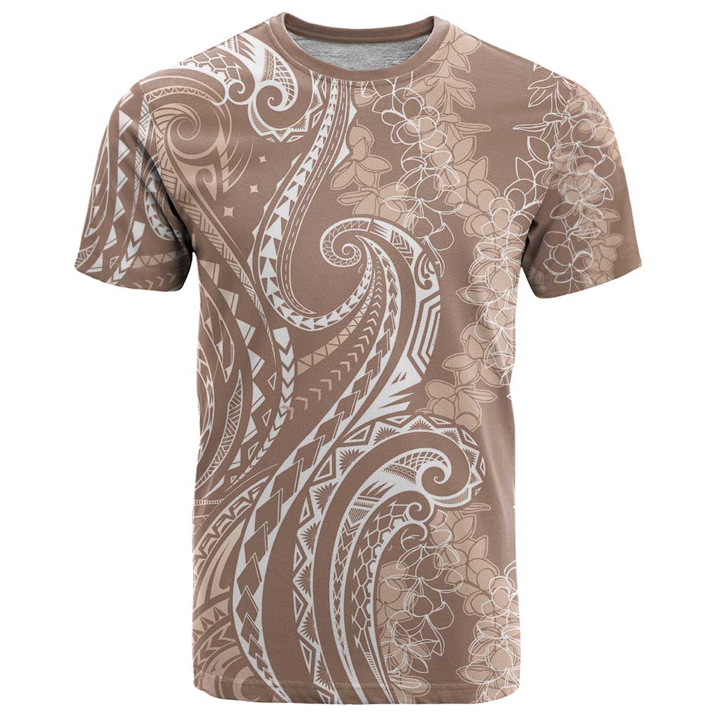 Polynesia Plumeria Lei T Shirt Beige Curves Motif