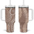 Polynesia Plumeria Lei Tumbler With Handle Beige Curves Motif